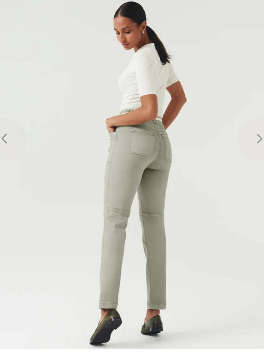 SPANX Stratch Twill Straight Leg Pants in Light Olive - Picture 2 of 10